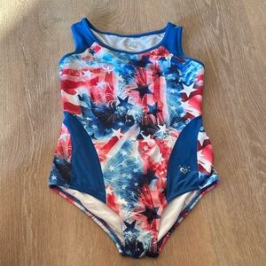 Justice Red, Blue, and White Star leotard